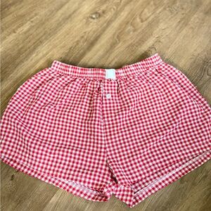 Classic Red Gingham High Waist Women's Shorts